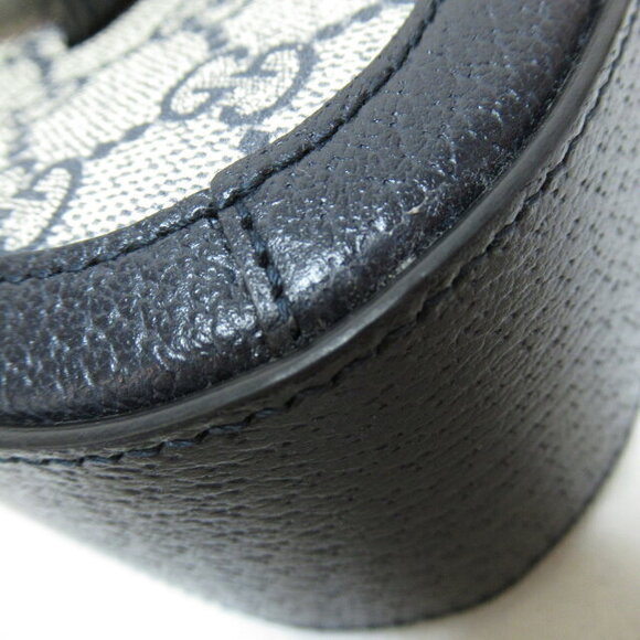 Gucci GG Supreme Horsebid Shoulder Bag Canvas Navy Blue - Picture 9 of 10